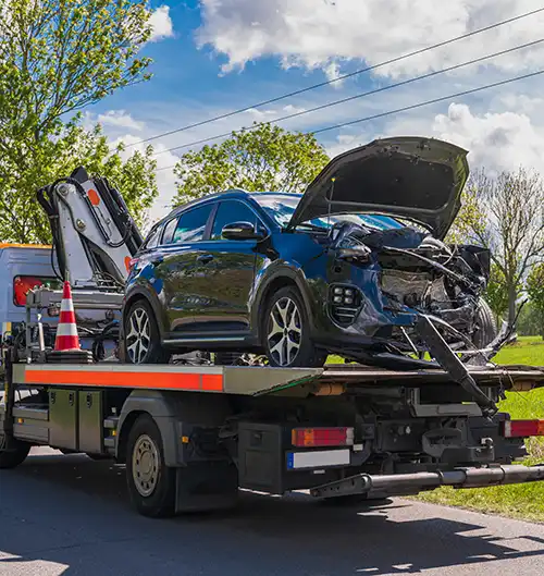Car being towed